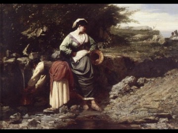  po Pintura - Portadores de agua campo Realista Jules Breton